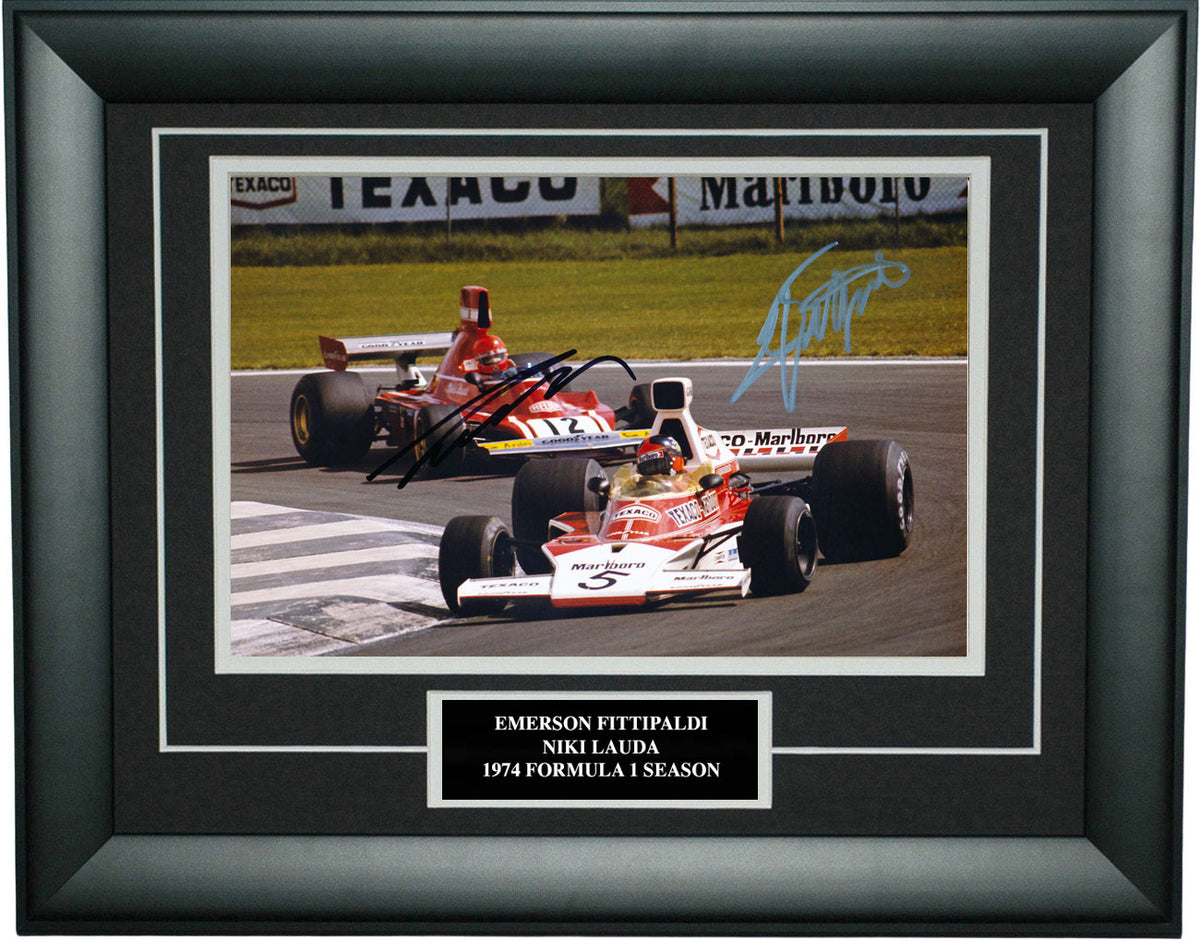 Emerson Fittipaldi & Niki Lauda Signed 8X12 Inches 1974 McLaren