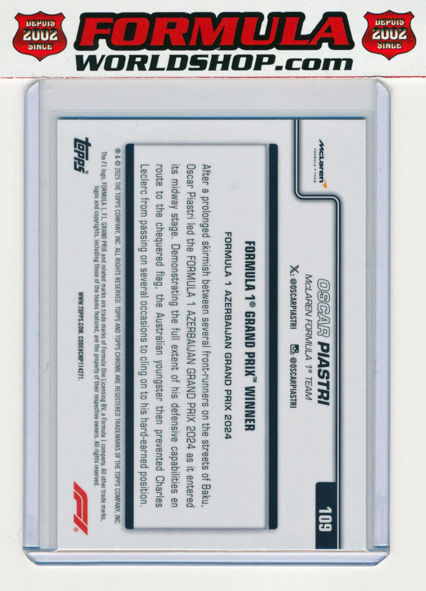 Oscar Piastri Signed 2025 F1 Topps Chrome Sapphire Formula 1