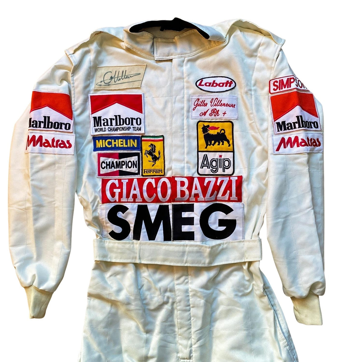 GILLES VILLENEUVE SIGNED 1980 Ferrari F1 REPLICA Race SUIT