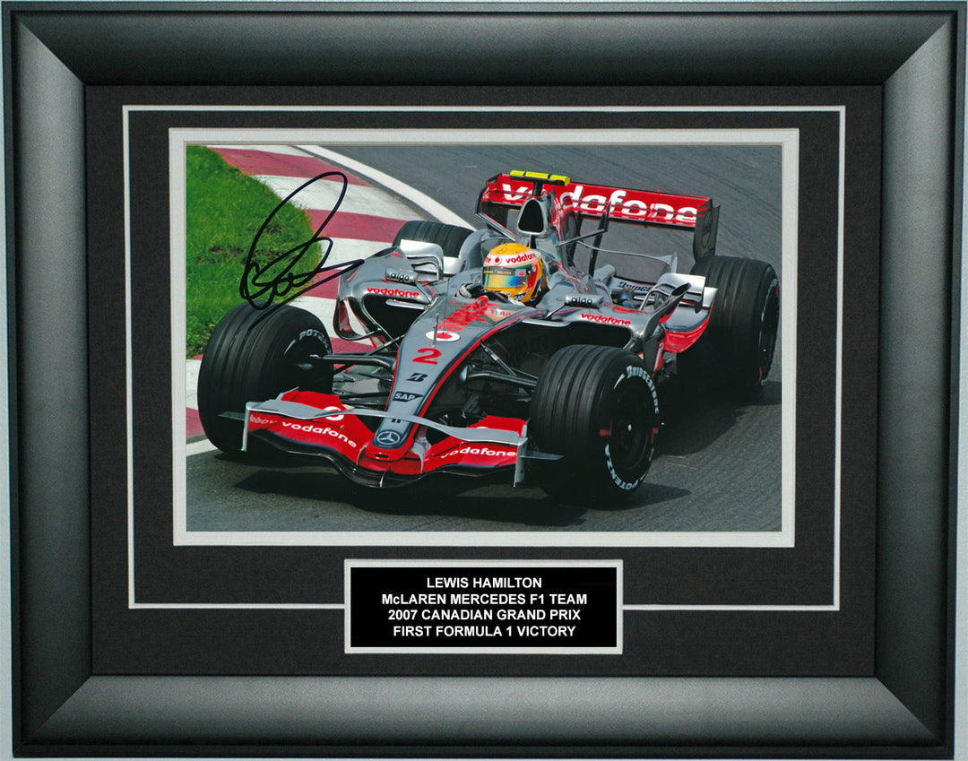 Lewis Hamilton Signed 8X12 Inches 2007 Canada GP F1 Photo Frame