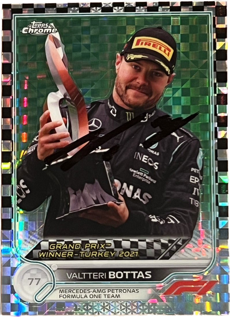 Valtteri Bottas Signed 2022 Topps Chrome Checker Flag Formula 1 Alfa R –  Formula World Shop Inc