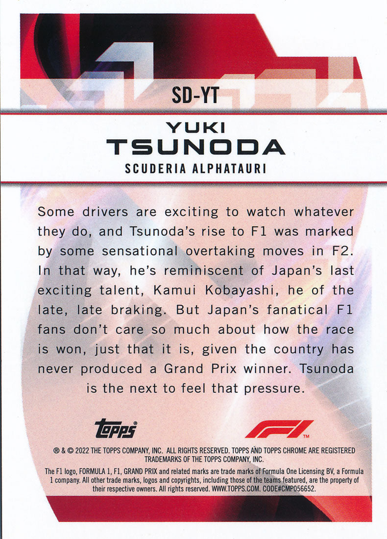 Yuki Tsunoda Signed 2022 Topps Chrome Formula 1 Scuderia