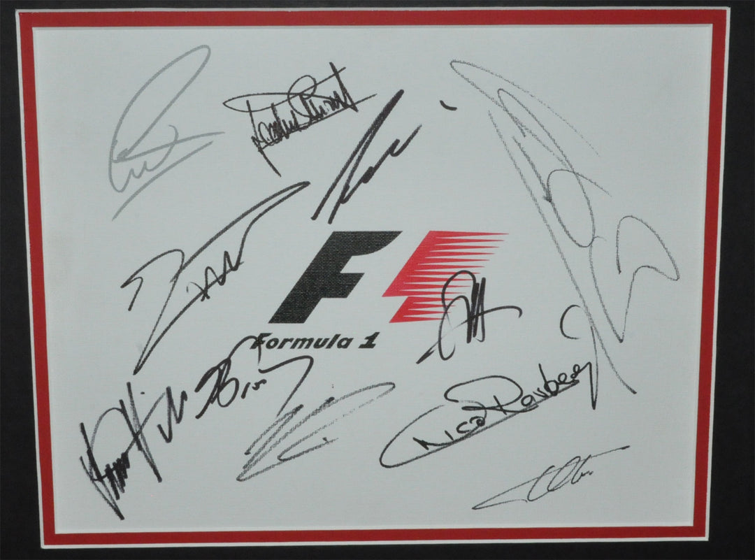 F1 Canvas Montage 36X29 inches Frame Signed by 27 F1 World