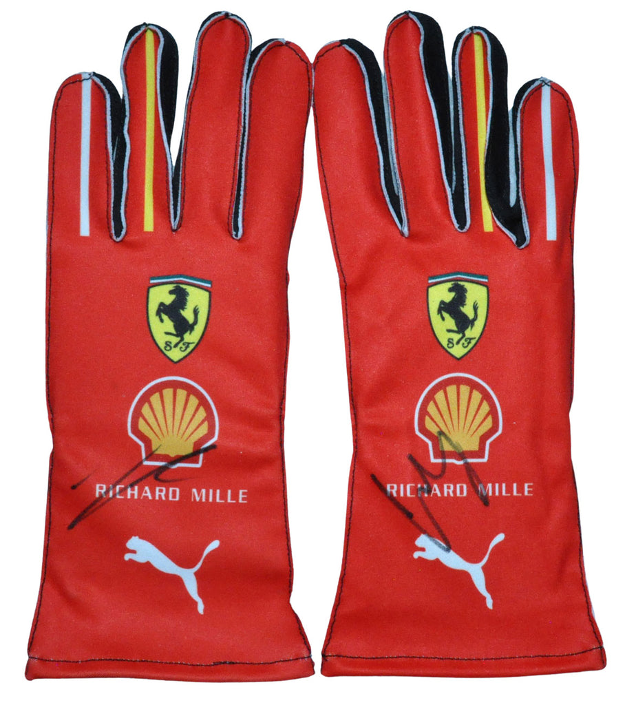 f1 handschuhe replica Charles Leclerc & Carlos Sainz Jr Signed 2024 Gloves Pair – Formula World Shop Inc Motul Gear Competition 75W140 Schwiegervater Color:Transparent-Hellviolett