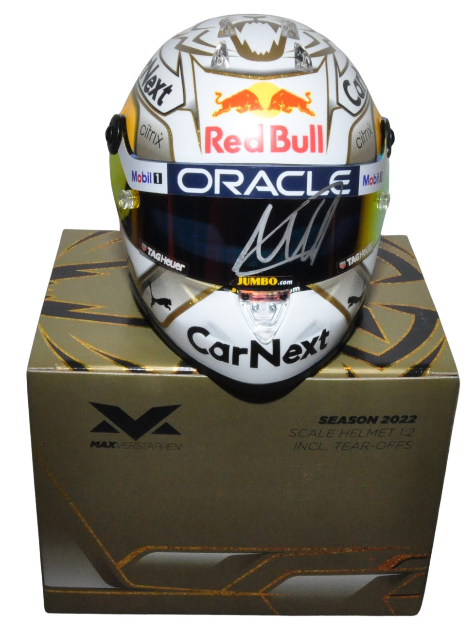 Max Verstappen Signed Replica 1/2 2022 Red Bull F1 Helmet