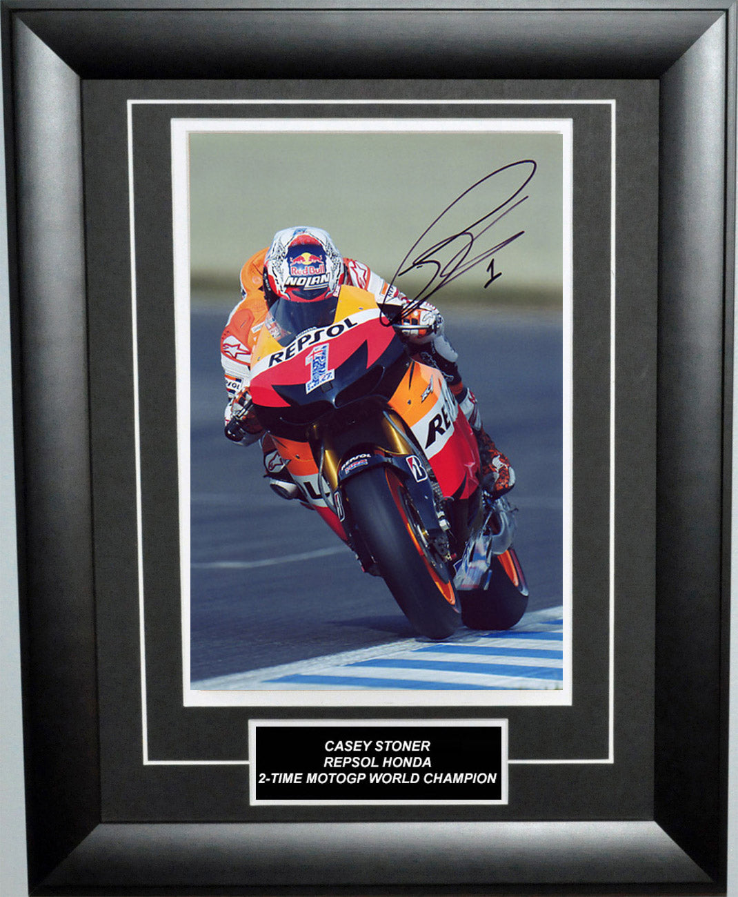 Casey Stoner Signed 8X12 inches 2012 MotoGP Honda Photo Frame