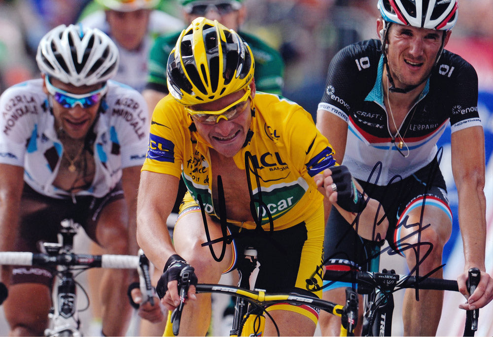 Thomas Voeckler Frank Schleck Signed 8X12 inches 2011 Tour de France Photo
