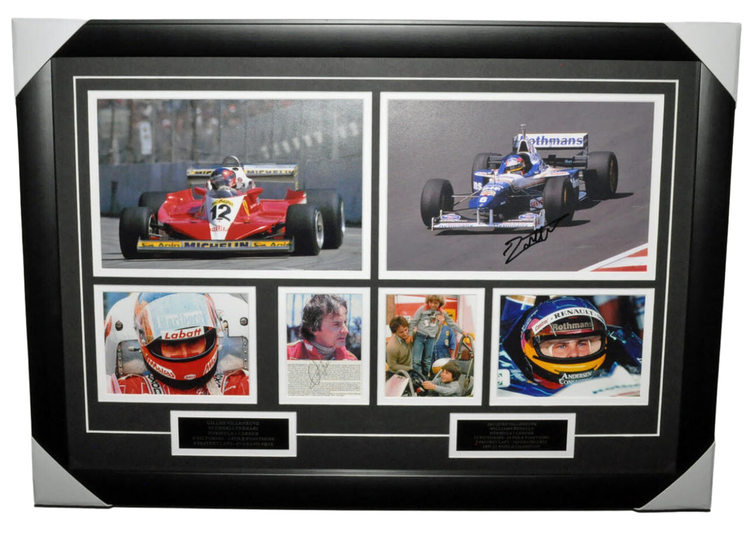 Gilles & Jacques Villeneuve Signed 21X31 inches Formula 1 Frame